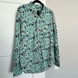 Teal & Navy floral/Hawaiian long sleeve